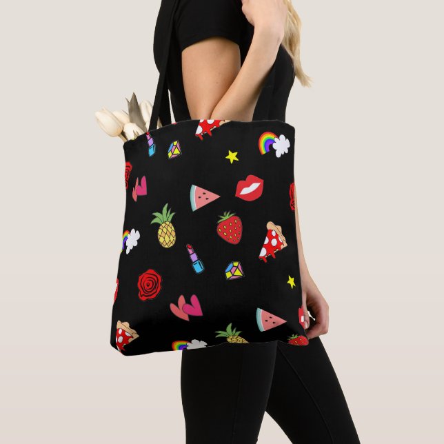 fashion cute cartoon pattern tote bag (Close Up)