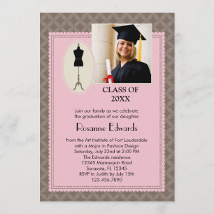 Fashion Design Graduation Photo Invitation