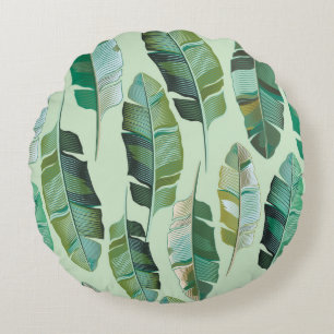 Fashion design with tropical banana plants round pillow
