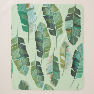 Fashion design with tropical banana plants sherpa blanket