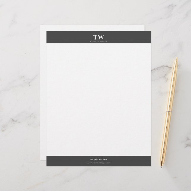 Fashion Designer Black Letterhead (Front/Back In Situ)