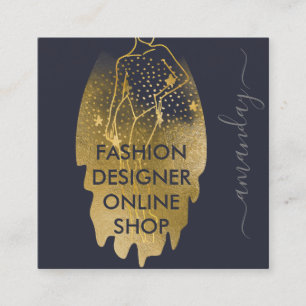 Fashion Designer Logo QR Body Stylist Stars Grey Square Business Card