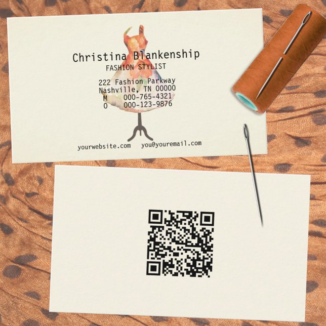 Fashion Designer Mannequin Torso QR Code Custom    Business Card (Creator Uploaded)