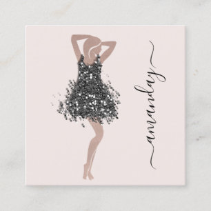 Fashion Designer Shop Dress QRCode Logo RosePowder Square Business Card