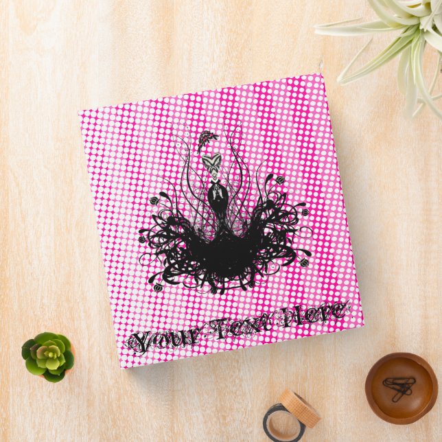 Fashion Diva Hot Pink Raspberry Polka Dot Binder (In Situ)