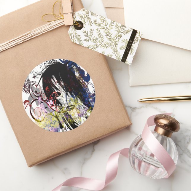 Fashion Diva Swirled Classic Round Sticker (Gifting)