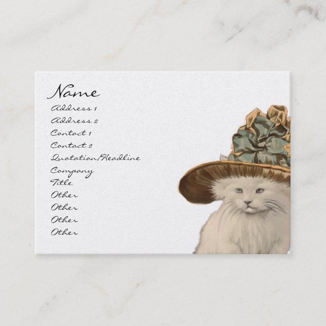 Fashion Diva Vintage Kitty Chat Cartes de visite (Devant)