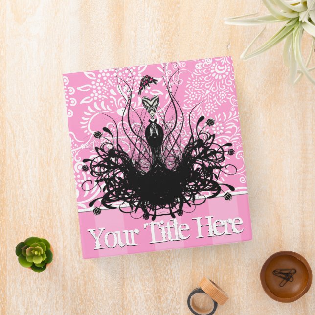 Fashion Diva White Damask Raspberry Binder (In Situ)