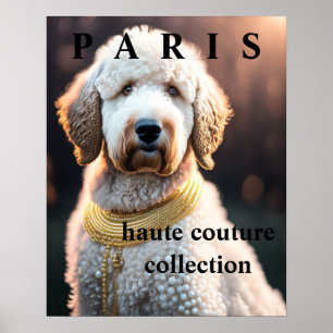 Fashion Dog/ Goldendoodle with Custom Text  Poster