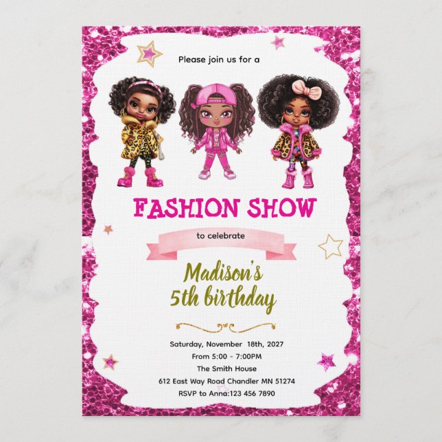 Fashion Doll Birthday party Invitation (Devant)