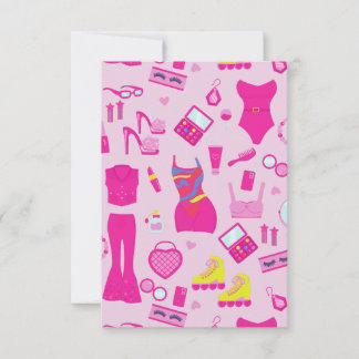 fashion doll clothes vintage 1990s pink invitation