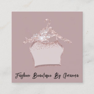 Fashion Dress Logo QR Code Grey Rose Blush Square Business Card
