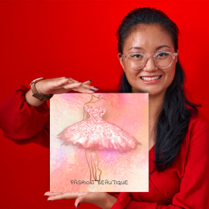 Fashion Dress Pin Glass Logo QR Code Square Business Card