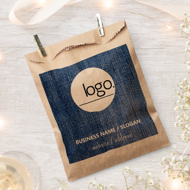 FASHION ESSENTIAL DENIM BLUE BUSINESS ADD OWN LOGO FAVOUR BAG (Clipped)