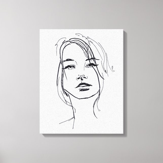 Fashion Face Illustration Canvas Print (Front)
