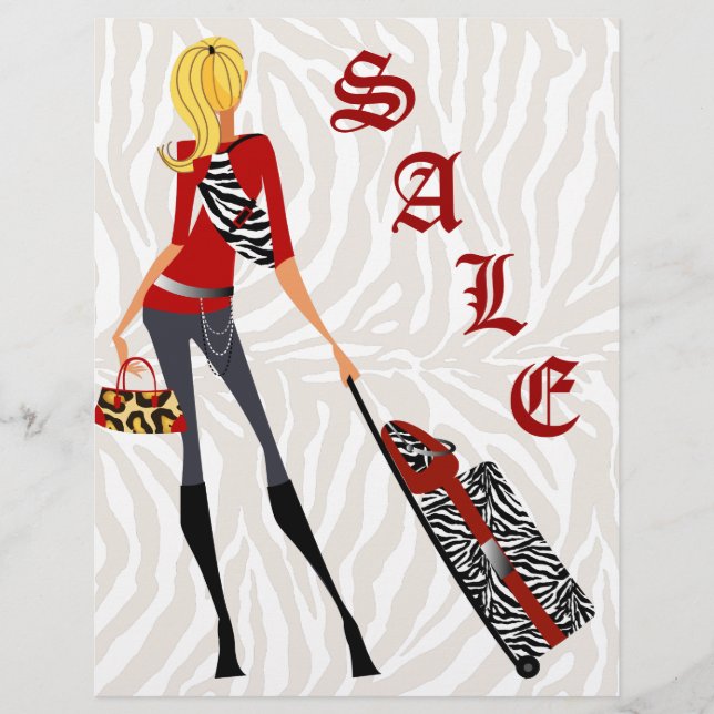 Fashion Flyer Zebra Handbag Suitcase Red Tan (Front)