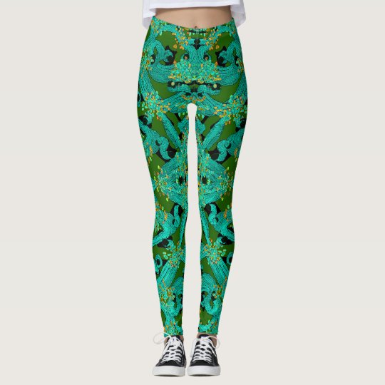 Fashion Fun Leggings-Turquoise/Green/Orange/Black Leggings