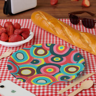 Fashion Geometric Vintage- Pattern Stylish Modern Paper Plate