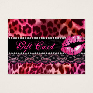 Fashion Gift Card Lace Lips Leopard Pink Red
