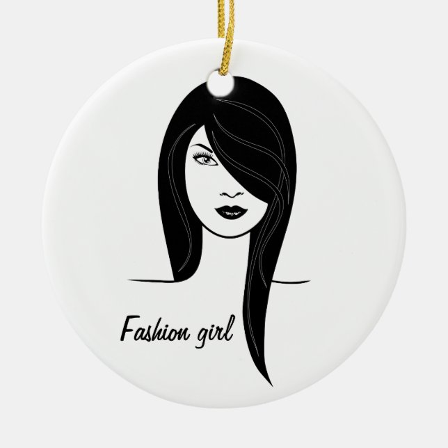 Fashion girl ceramic ornament (Front)