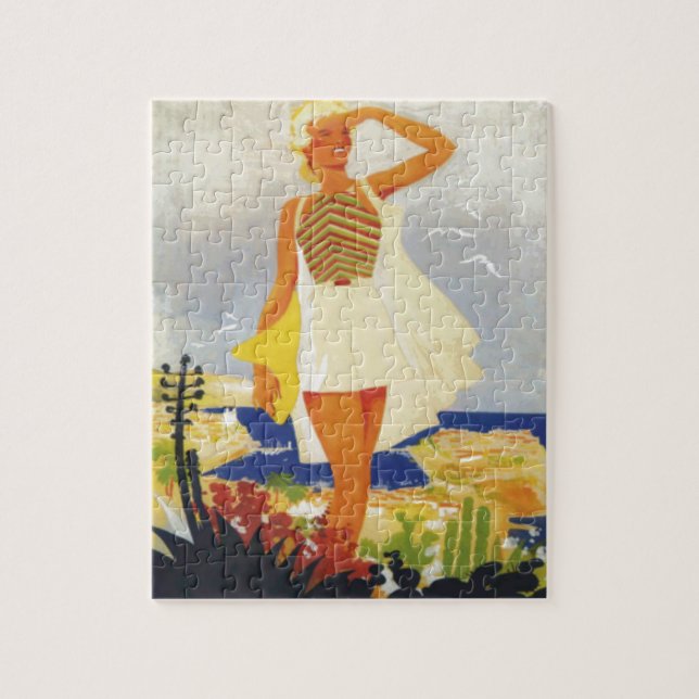 Fashion Girl Monte Carlo Beach Travel Jigsaw Puzzle (Vertical)