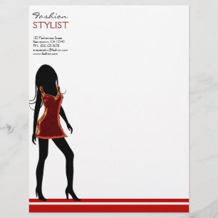 Fashion Girls in Red Dress Letterhead Template