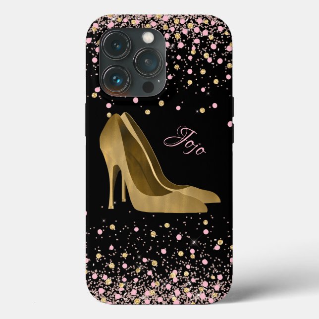 Fashion Gold Stiletto High Heels Glam  Case-Mate iPhone Case (Back)