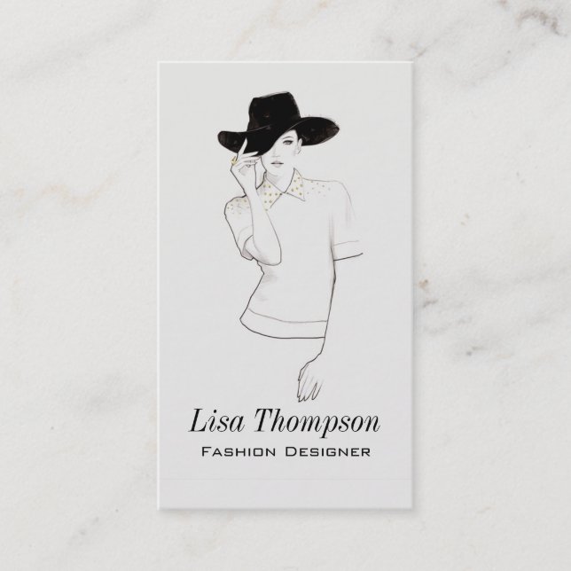 Fashion Icon Designer Lady Hat Business Card (Front)