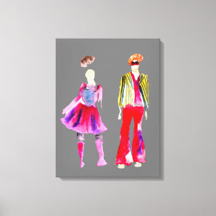 Fashion illustration figures art watercolor canvas print
