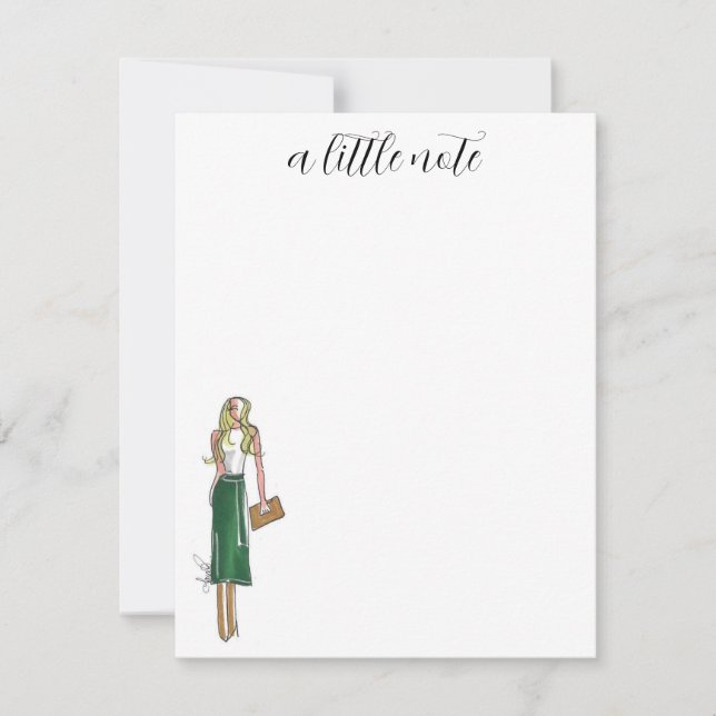 Fashion illustration green dress cards (Front)