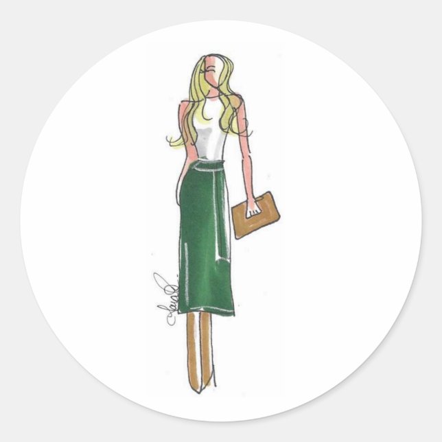 Fashion illustration green dress stickers (Devant)