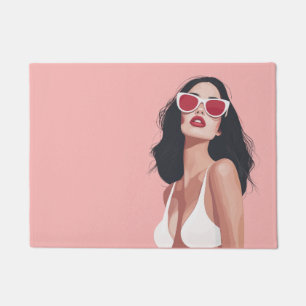 Fashion Illustration Stylish Woman With Sunglasses Doormat