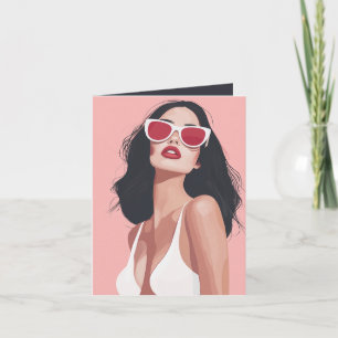 Fashion Illustration Stylish Woman With Sunglasses Invitation