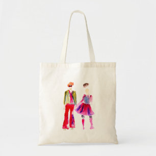 Fashion illustration watercolor boho tote bag