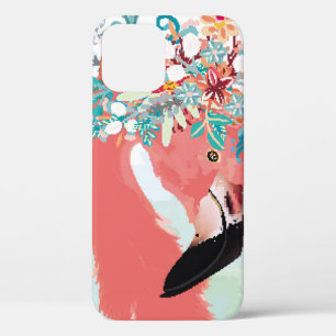 Fashion illustration with drawn pink flamingoflami iPhone 12 case