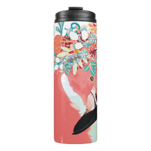 Fashion illustration with drawn pink flamingoflami thermal tumbler