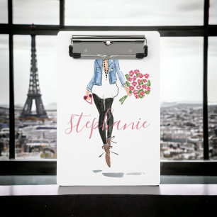 Fashion Illustration Woman with Flowers  Mini Clipboard