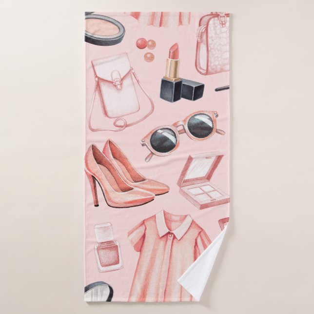 Fashion illustrations. Seamless pattern Bath Towel (Bath Towel)