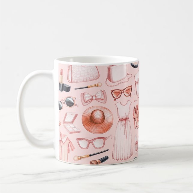 Fashion illustrations. Seamless pattern Coffee Mug (Left)