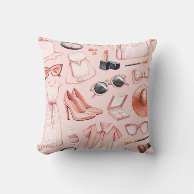 Fashion illustrations. Seamless pattern Throw Pillow (Front)
