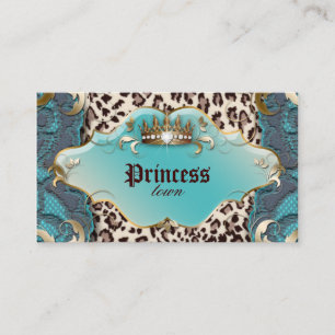 Fashion Jewellery Business Card Leopard Lace Teal