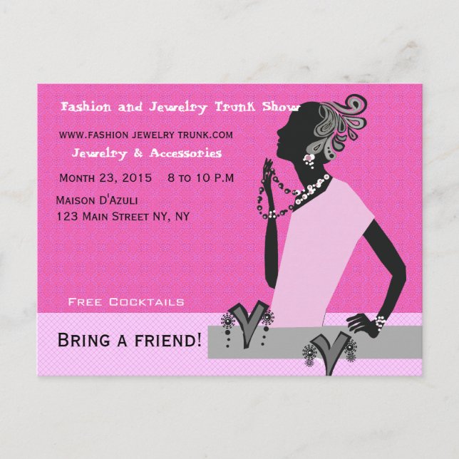 Fashion Jewellery Trunk Show Custom Woman Model Postcard (Front)