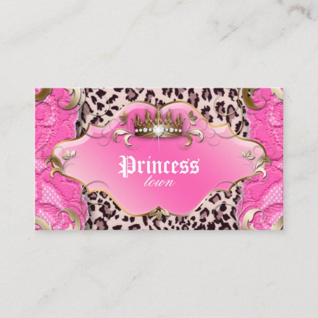 Fashion Jewelry Business Card Leopard Lace Pink (Front)