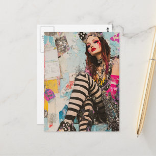 Fashion lady Collage Postcard
