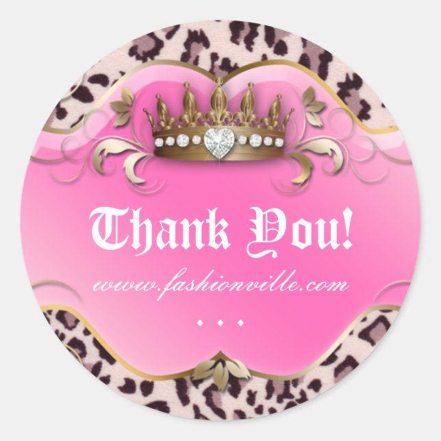Fashion Leopard Sticker Jewellery Crown Pink (Front)