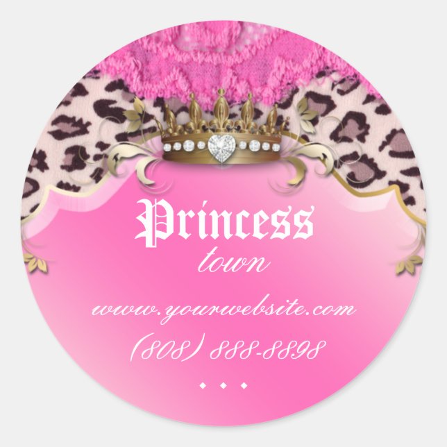 Fashion Leopard Sticker Jewellery Crown Pink 2 (Front)