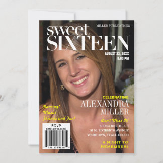 Fashion Magazine Yellow Sweet Sixteen Party Invitation