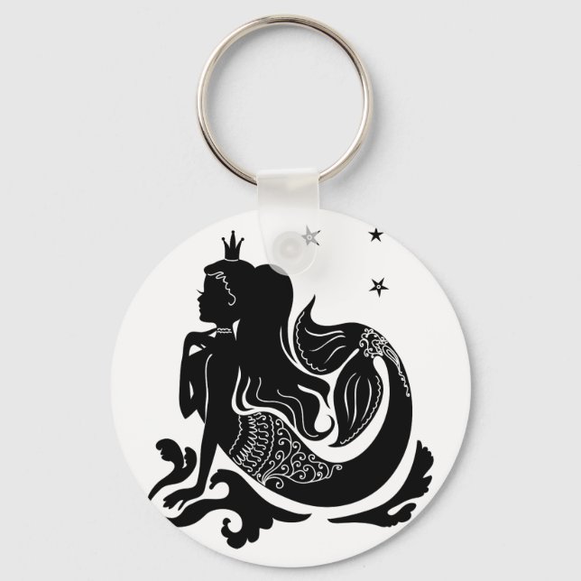 Fashion Mermaid stylish trendy illustration Keychain (Front)