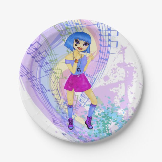 Fashion Model Manga Anime Dancing Girl Paper Plate Zazzle Ca