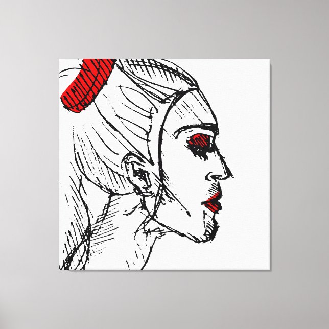 Fashion Model Sketch Canvas Print (Front)